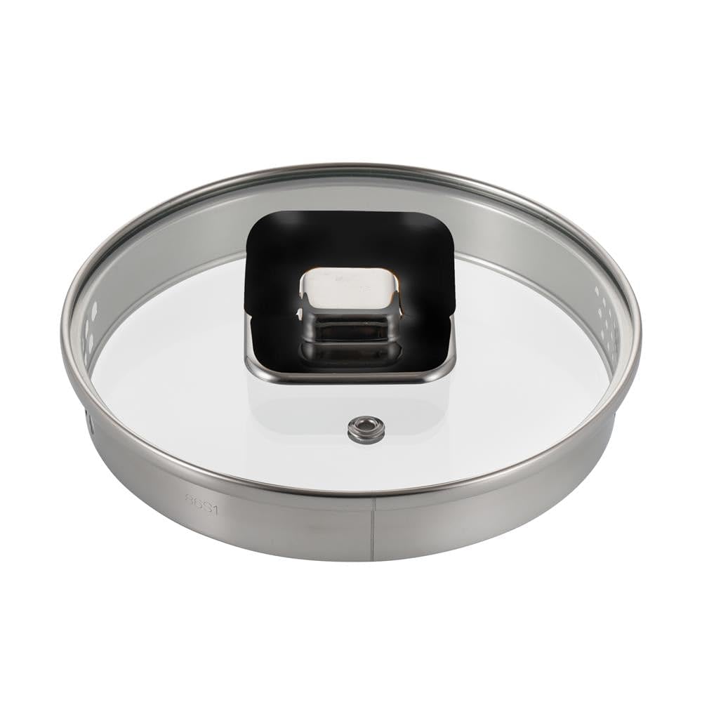 Front. NutriChef - NutriChef 3.1 Quart Saucepan Pot, Tempered Glass Lids, Works with NCCWSTKBLK Black (NCWSTKBLK31LID) - Black.