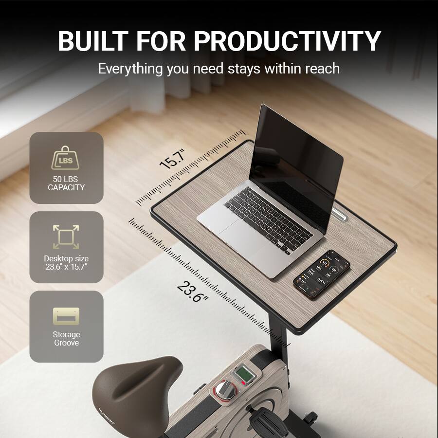 BUILT FOR PRODUCTIVITY  
Everything you need stays within reach  

- 50 LBS CAPACITY  
- Desktop size 23.6" x 15.7"  
- 18 Storage Groove