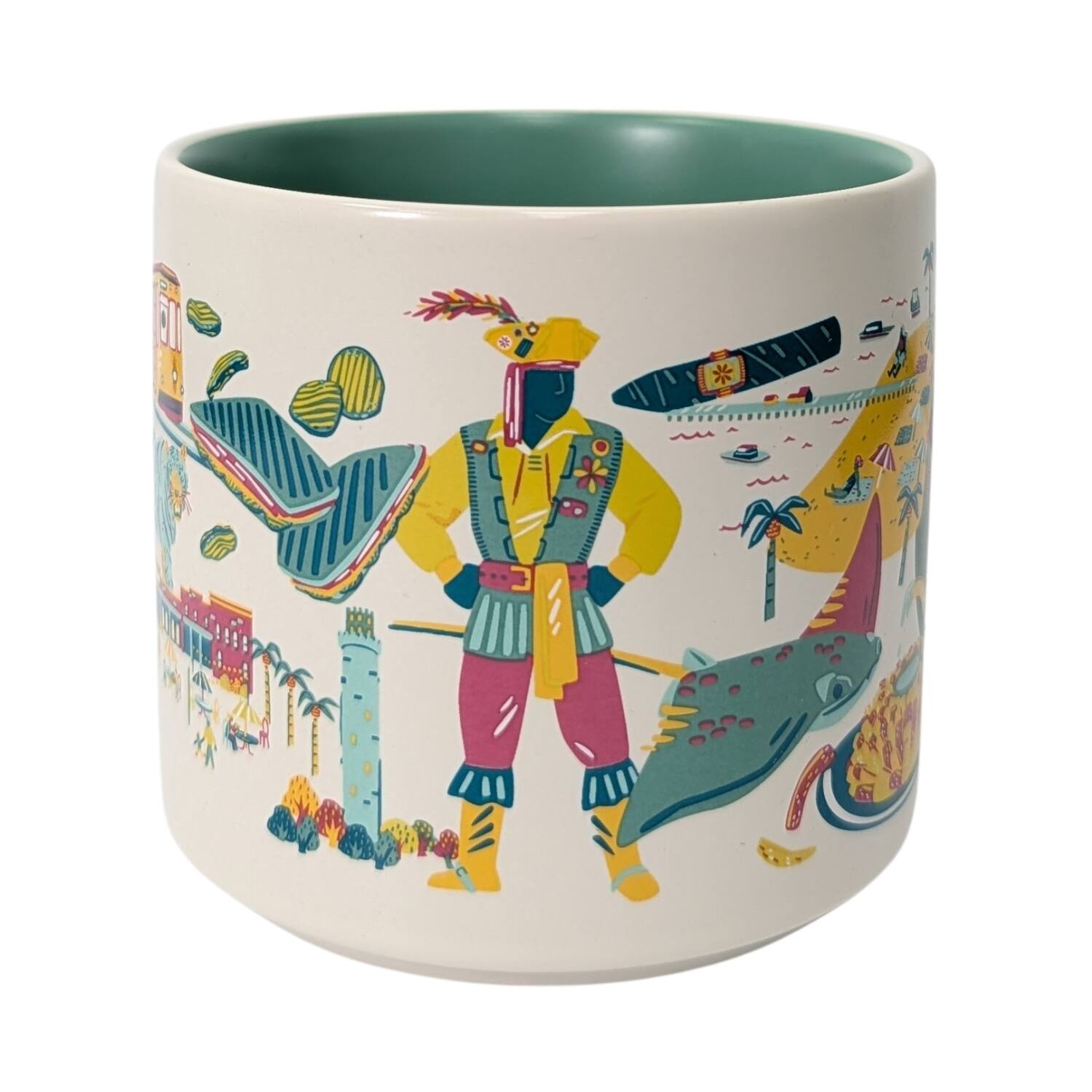 Angle. Starbucks - Starbucks Discovery Series Tampa Bay Ceramic Mug, 14 Oz - green.