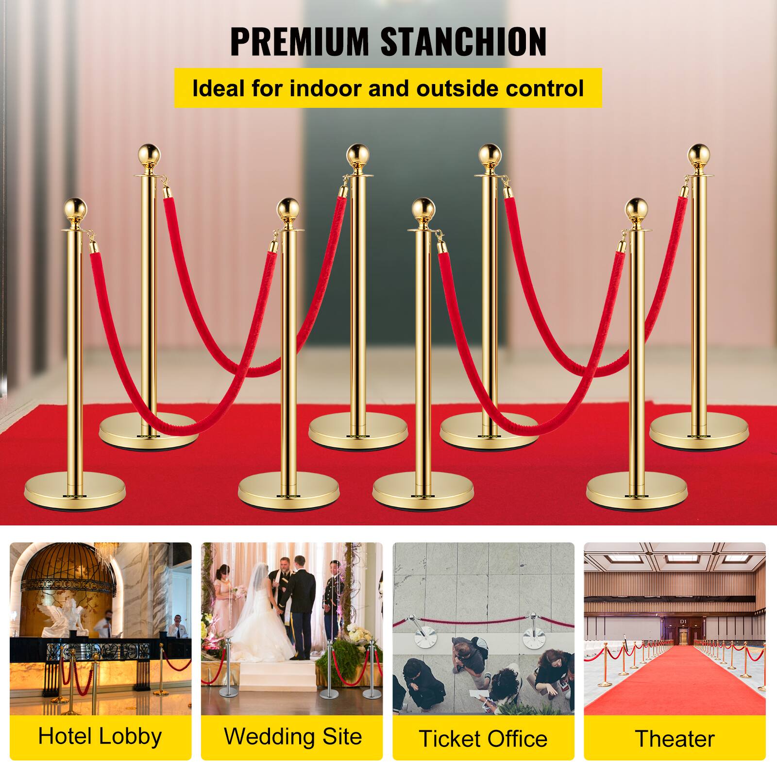 PREMIUM STANCHION  
Ideal for indoor and outside control  

Hotel Lobby  
Wedding Site  
Ticket Office  
Theater