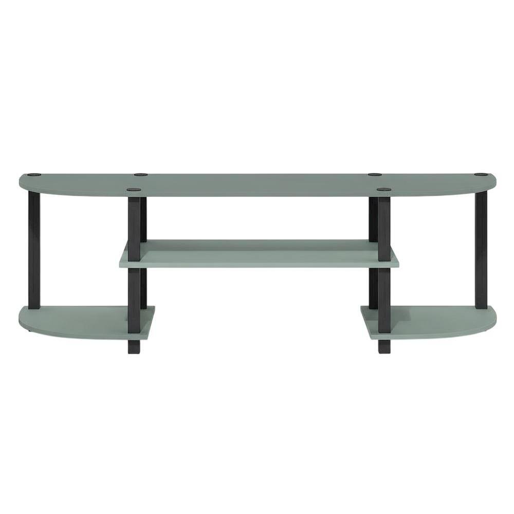 Alt View 3. FurniFact - Sage Green TV Stand, 55-Inch Flat Screen, Open Shelves, Rounded Corners - White.