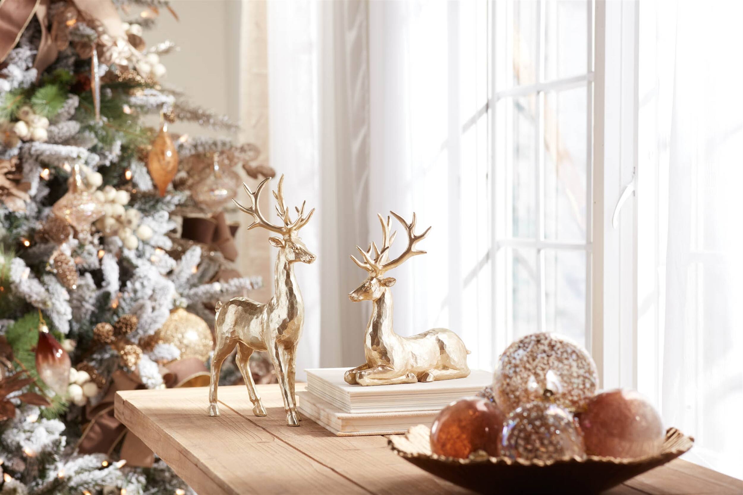 Alt View 2. BreeBe - Holiday Deer Figurine (Set of 4) - Gold.