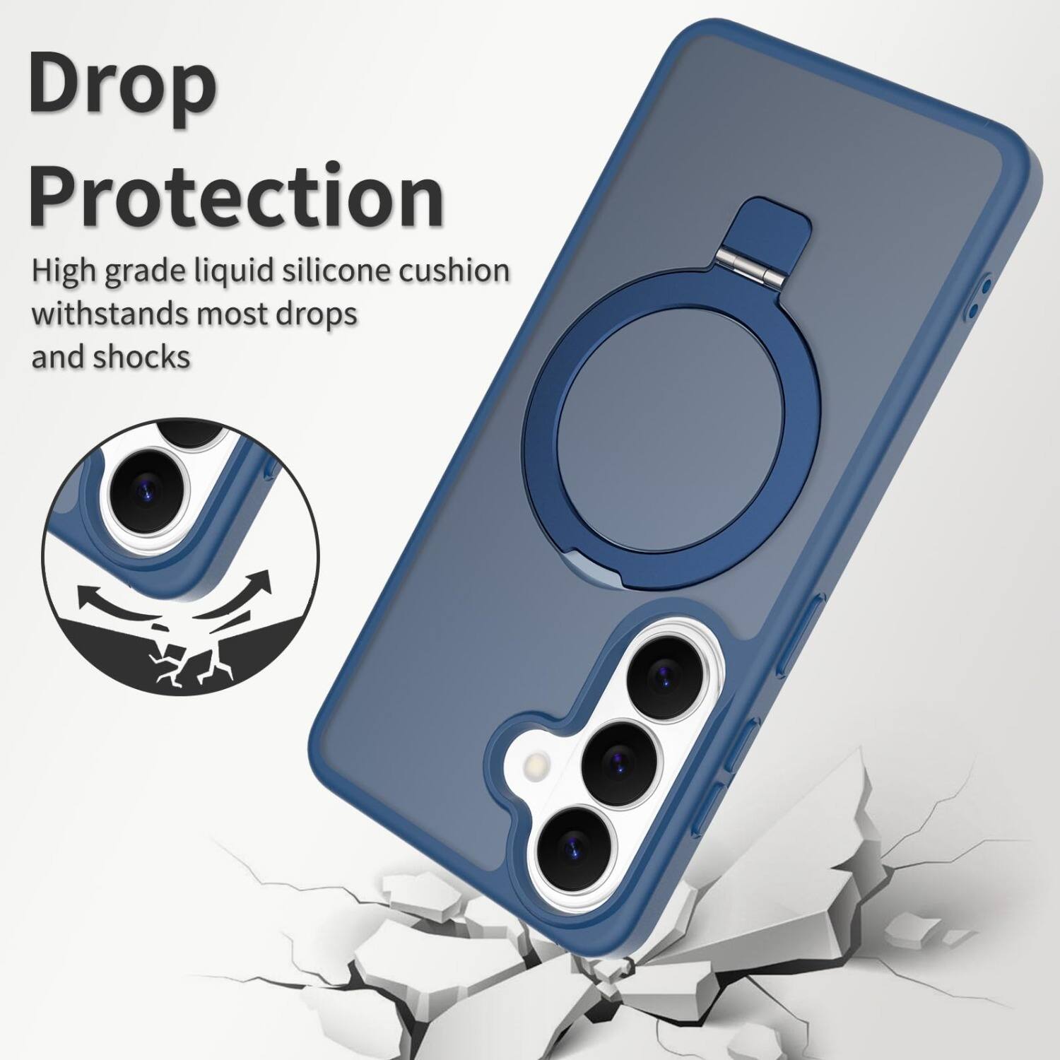 Drop Protection  
High grade liquid silicone cushion withstands most drops and shocks
