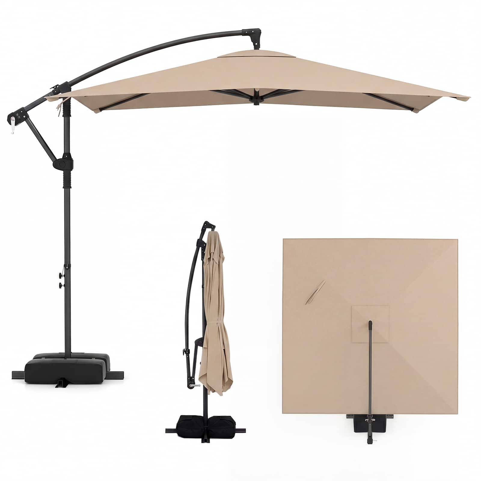 Gymax - 8 x 8 FT Offset Cantilever Patio Umbrella Square Hanging Outdoor Market Umbrella Outdoor - Brown
