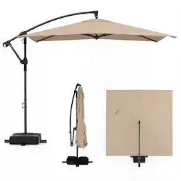 Gymax - 8 x 8 FT Offset Cantilever Patio Umbrella Square Hanging Outdoor Market Umbrella Outdoor - Brown