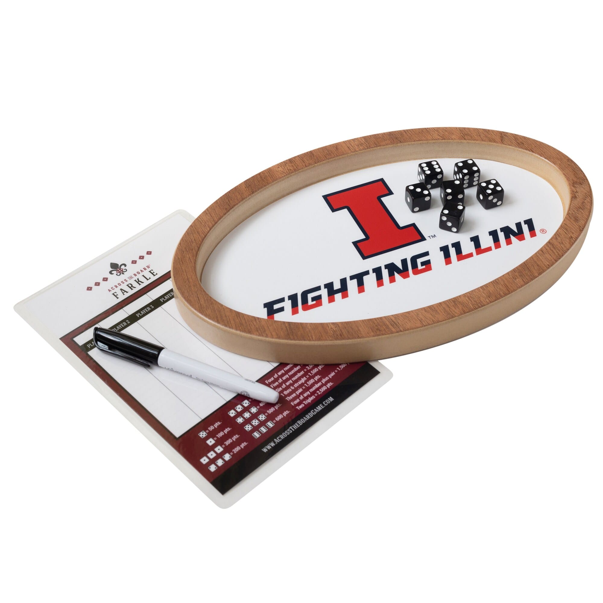 Across the Board - Illinois Fighting Illini Farkle Dice Game - Multicolor