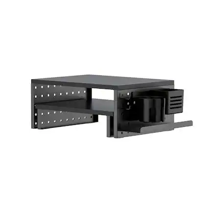 Front. KanTek - Pegboard Riser, For 32" Monitors, 15.9 x 11.8 x 7.3, Black, Supports 20 lbs - Black.