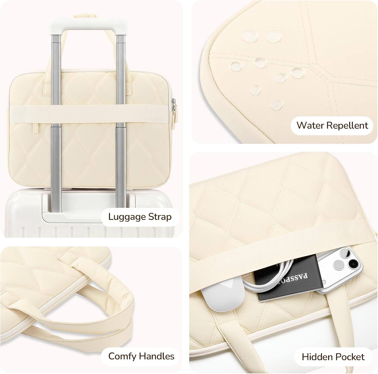 - Water Repellent
- Luggage Strap
- Comfy Handles
- Hidden Pocket