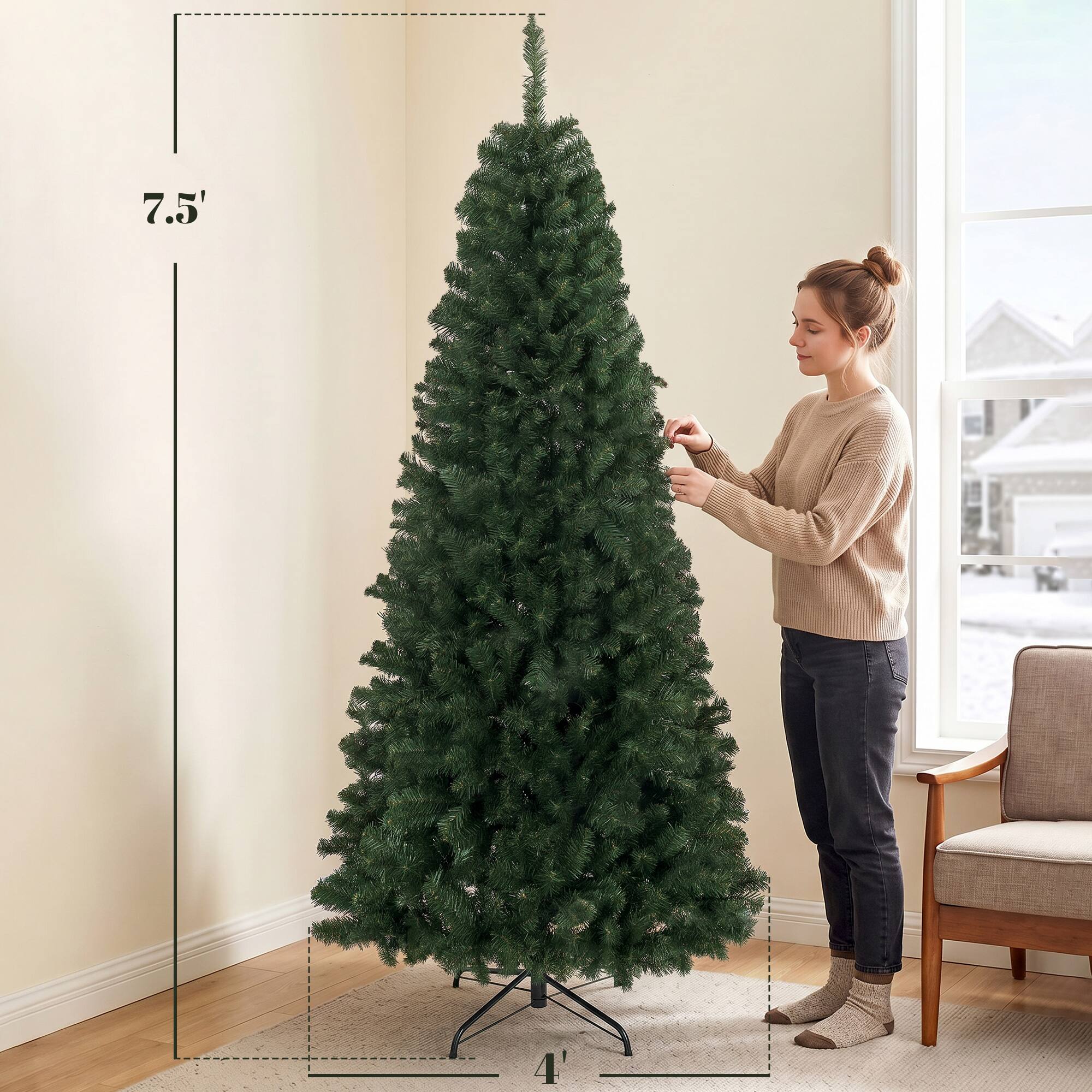 Alt View 2. Homcom - ft Artificial Christmas Tree, Norway Spruce Tree - Green.
