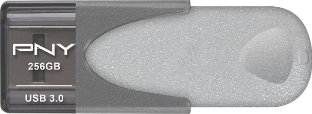 PNY - Turbo 256GB USB 3.0 Flash Drive - Black/Gray - Front Zoom
