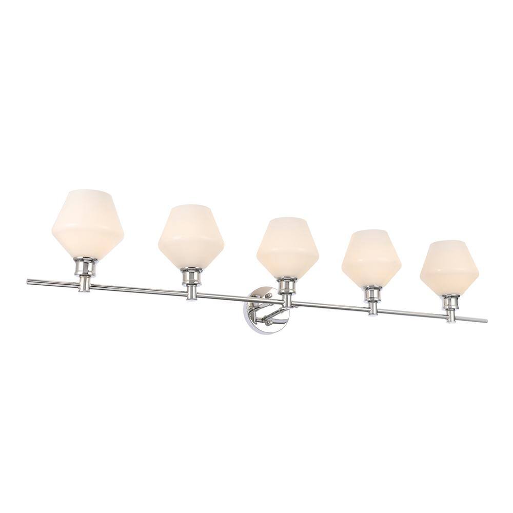 Alt View 4. Living District - Gene 5 light Chrome and Frosted white glass Wall sconce - Chrome And Frosted White Glass.