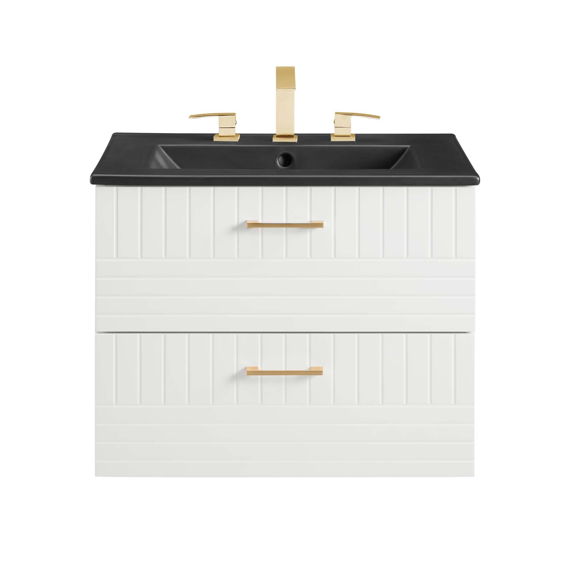 Alt View 3. Modway - Daybreak Wall-Mount Bathroom Vanity Basin Included by Modway - White Black.