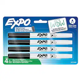 Expo - Dry Erase Markers, Ultra Fine Tip, 4/Pack - Black