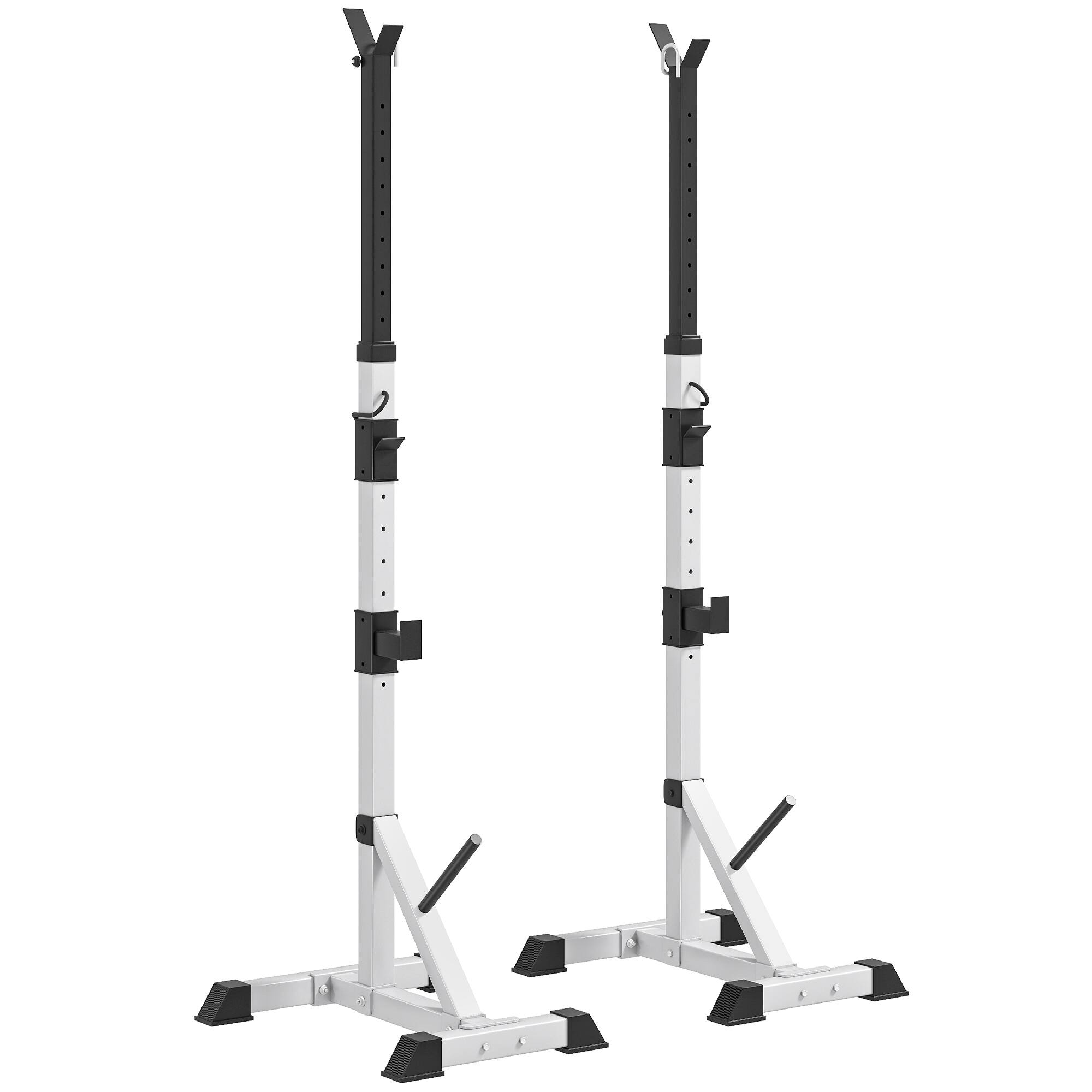 Front. Soozier - Pair of Adjustable Squat Rack Standard 53.5"-69.25" Barbell Rack Stand 440lbs Capacity - Silver.