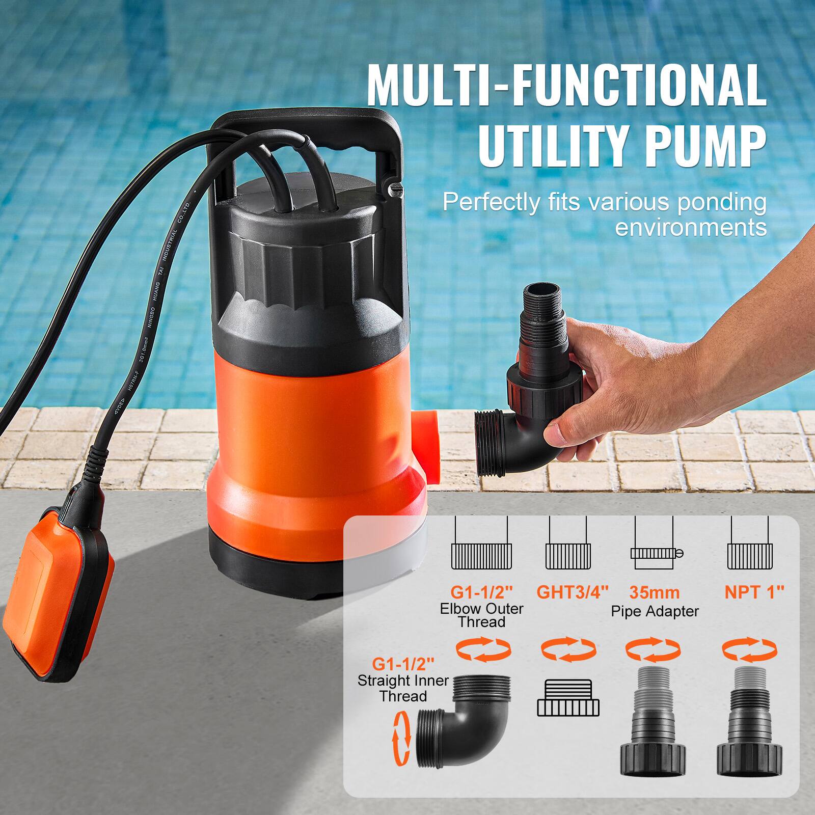 40 TOMARS 3 RLSNN A MULTI-FUNCTIONAL UTILITY PUMP

Perfectly fits various ponding environments

G1-1/2" GHT3/4" 35mm NPT 1" Elbow Outer Pipe Adapter Thread G1-1/2" Straight Inner Thread