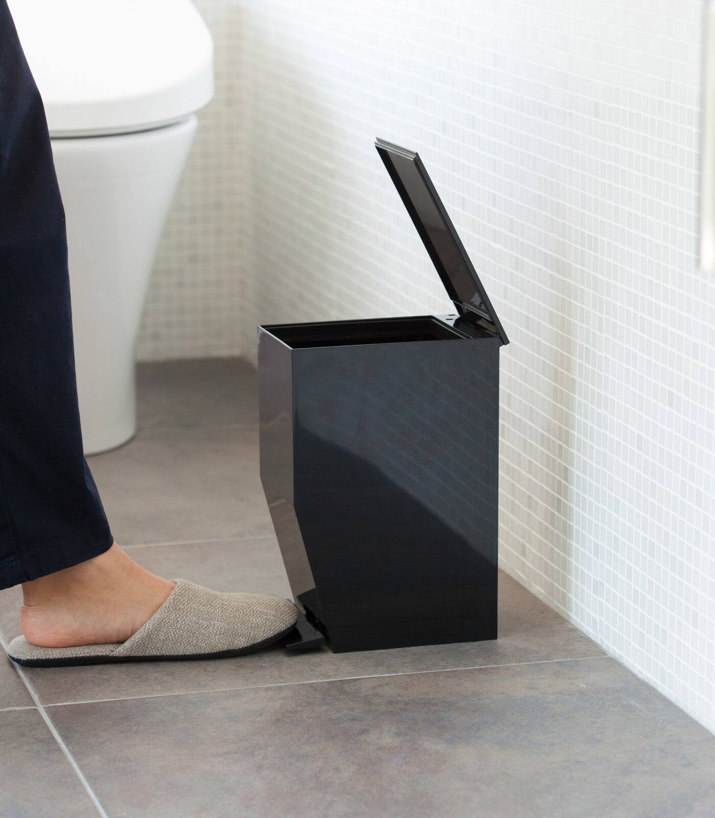 Alt View 6. Yamazaki Home - Step Trash Can - Black.