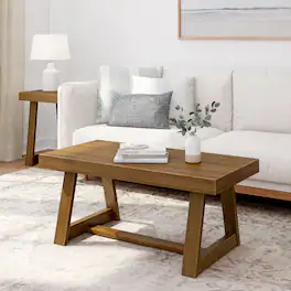 Plank+Beam - Classic Rectangular Coffee Table (40in x 20in / 1020mm x 510mm) - Pecan Wirebrush