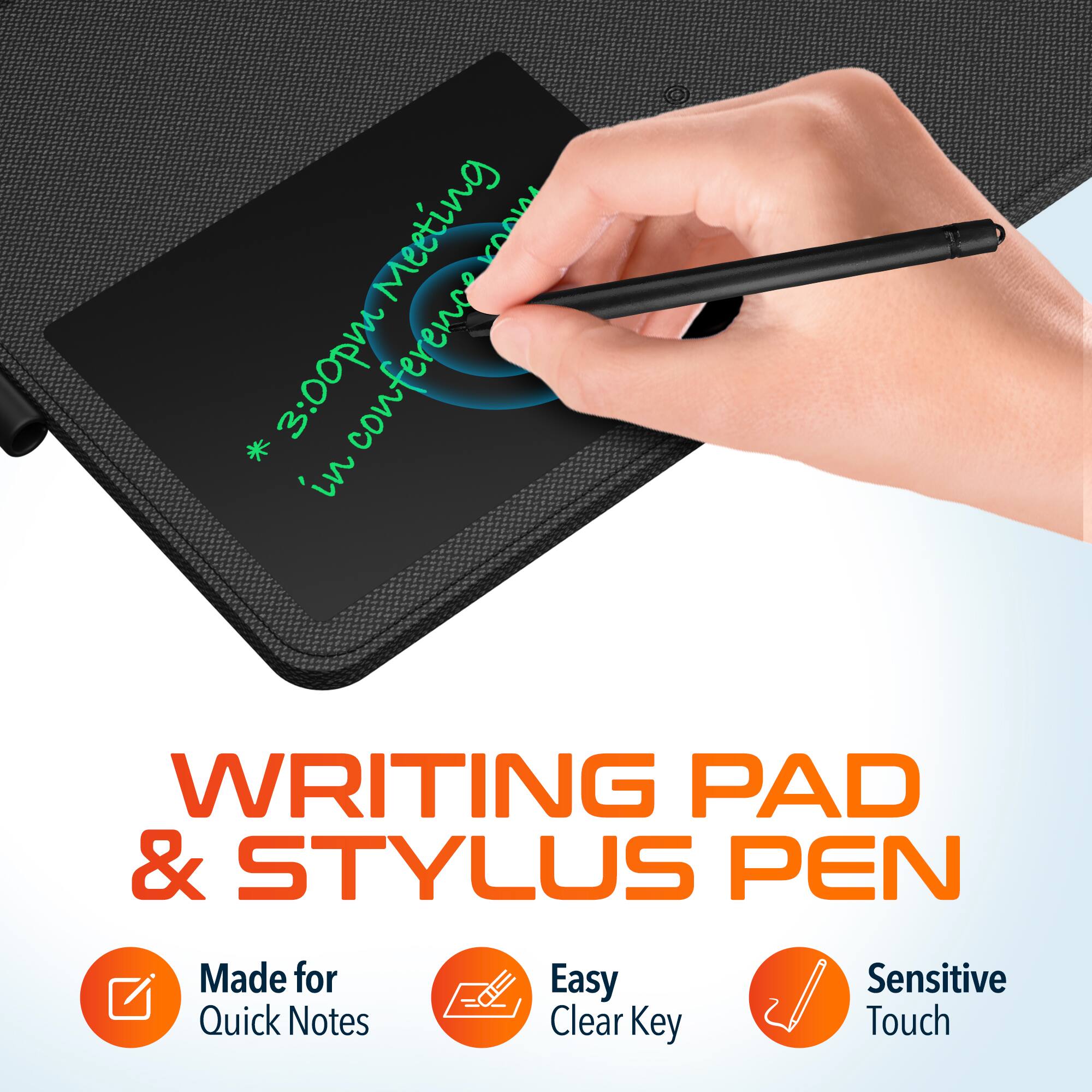 Meeting * 3:00pm conference in WRITING PAD & STYLUS PEN Made for Quick Notes Easy Clear Key Sensitive Touch