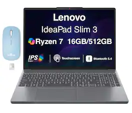 Lenovo - IdeaPad Slim 3 Laptop 15.3 WUXGA Display (Ryzen 7 170, 16GB, 512GB SSD, Win 11 Home) w/Dockztorm Wireless Mouse - Luna Grey