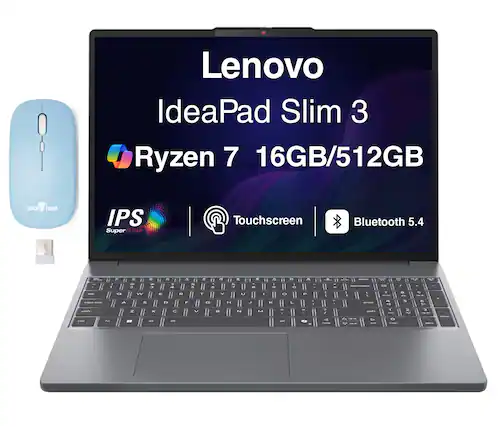 Lenovo IdeaPad Slim 3 Ryzen 7 16GB/512GB DOCK TORM IPS SuperCLEAR Touchscreen Bluetooth 5.4