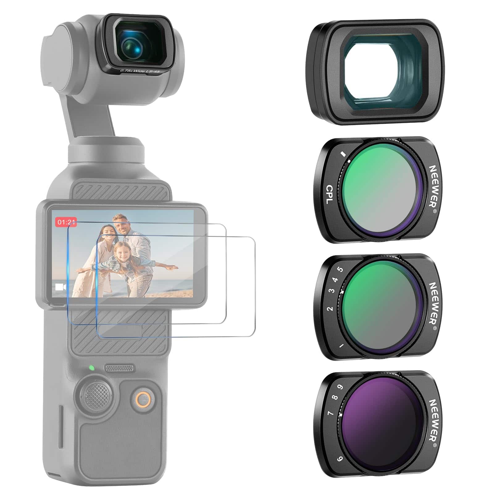 Neewer - Pocket 3 VND2-32, ND64-512, CPL + Wide + Screen