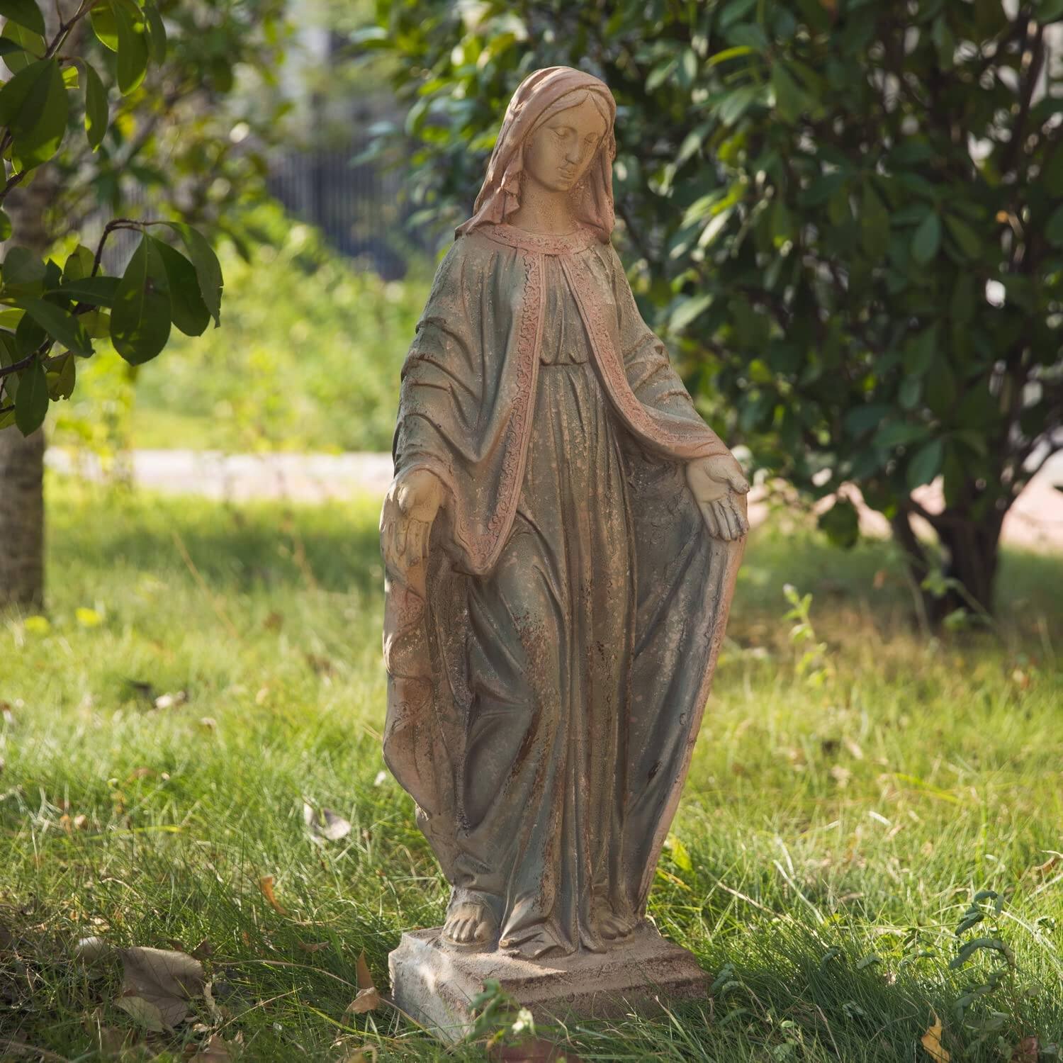 Alt View 1. Refined Abode Design - Virgin Mary Garden Statue Outdoor H31 Blessed Saint Mother Of God Large Holy Madonna Religious Sculpture Yard.