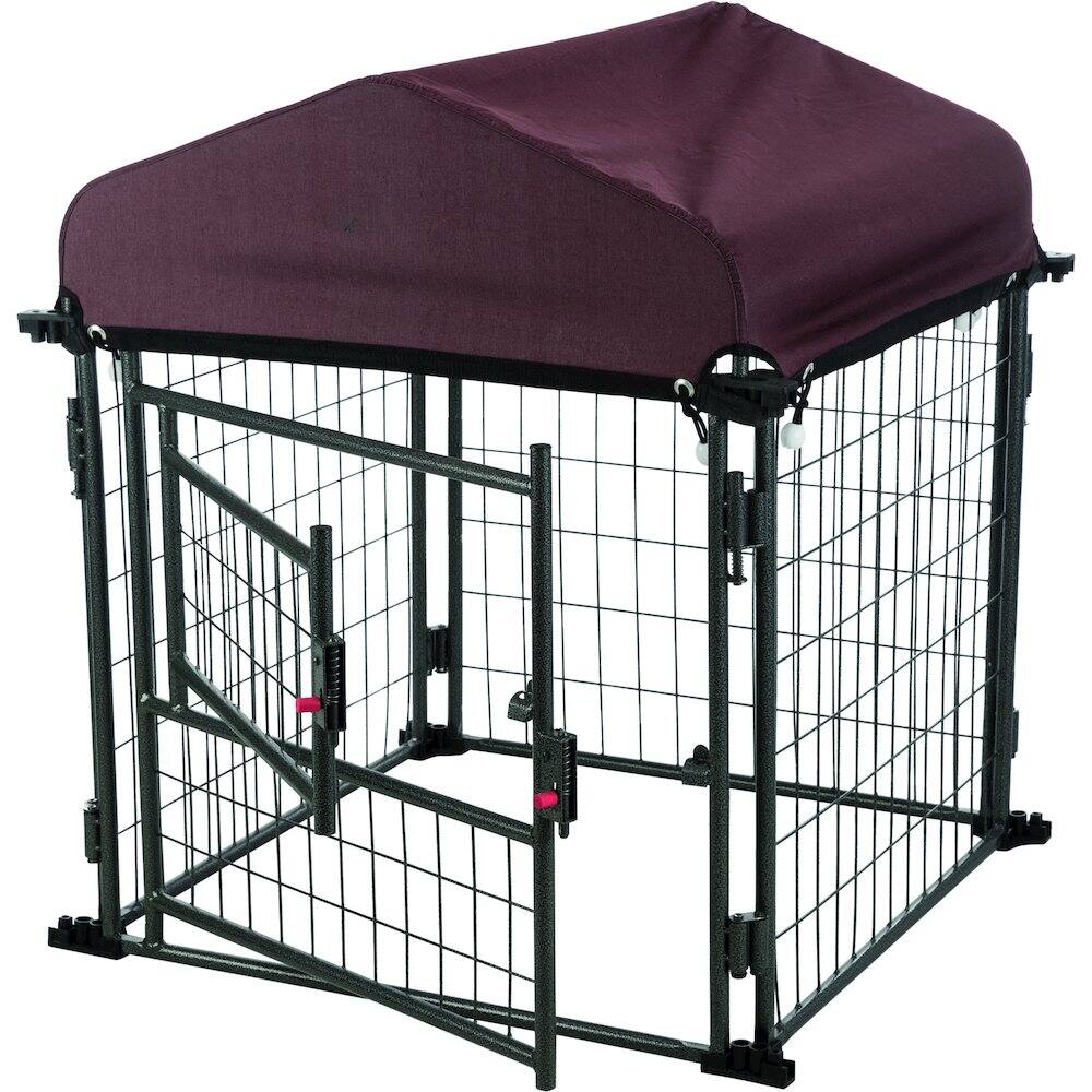 Alt View 1. TRIXIE - Deluxe Outdoor Dog Kennel - Black/Burgundy.