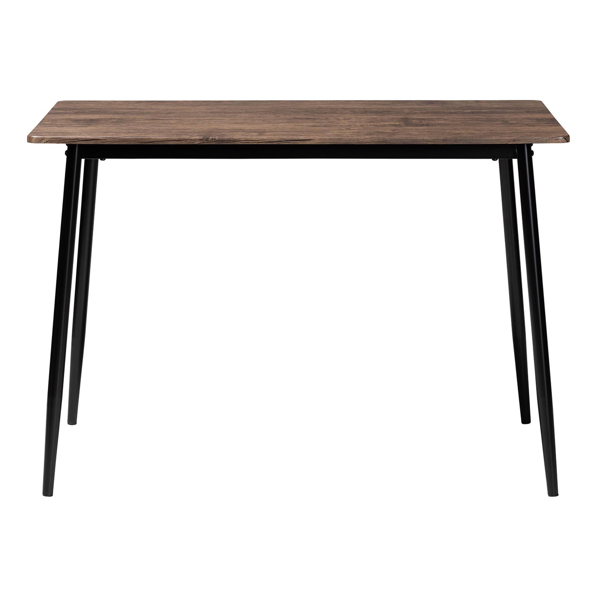 Angle. Baxton Studio - Dalair Industrial Rustic Wood and Metal Dining Table - Dark Brown/Black.