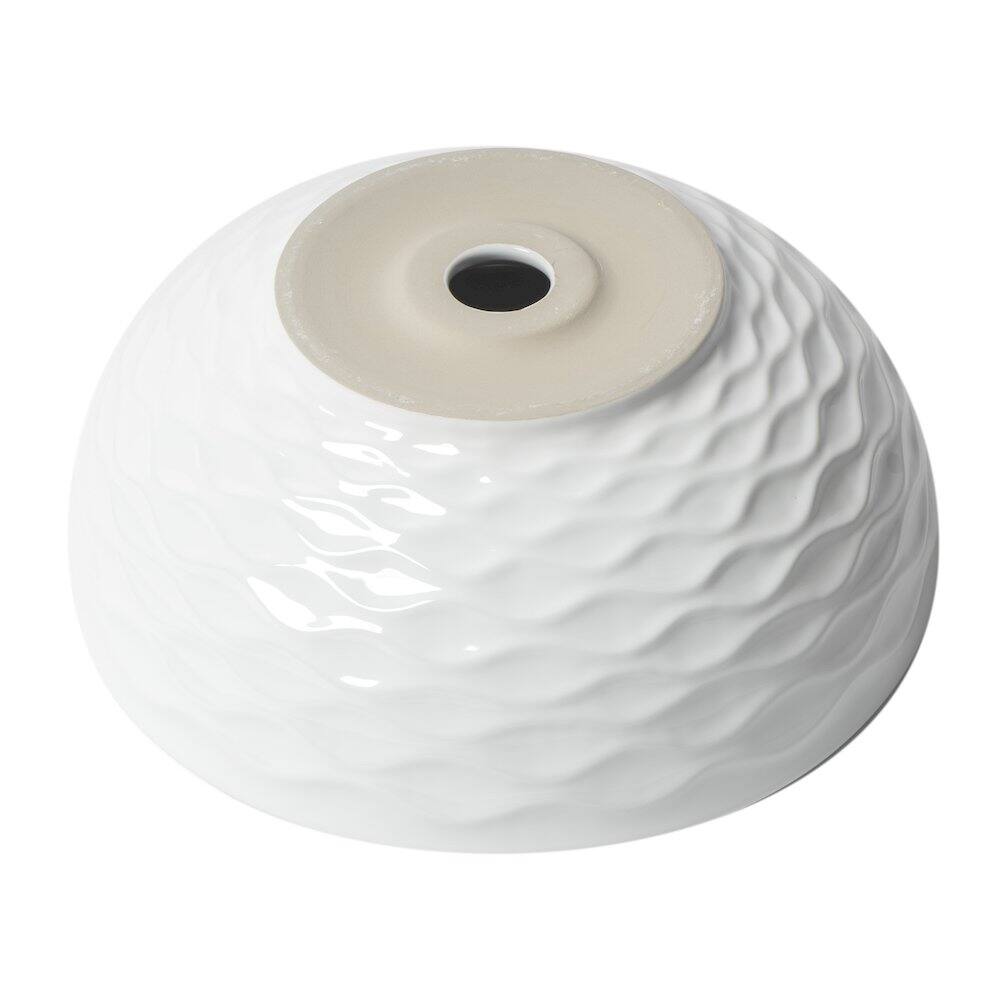 Back. Alfi - White 17" Decorative Round Vessel Above Mount Ceramic Sink - White.
