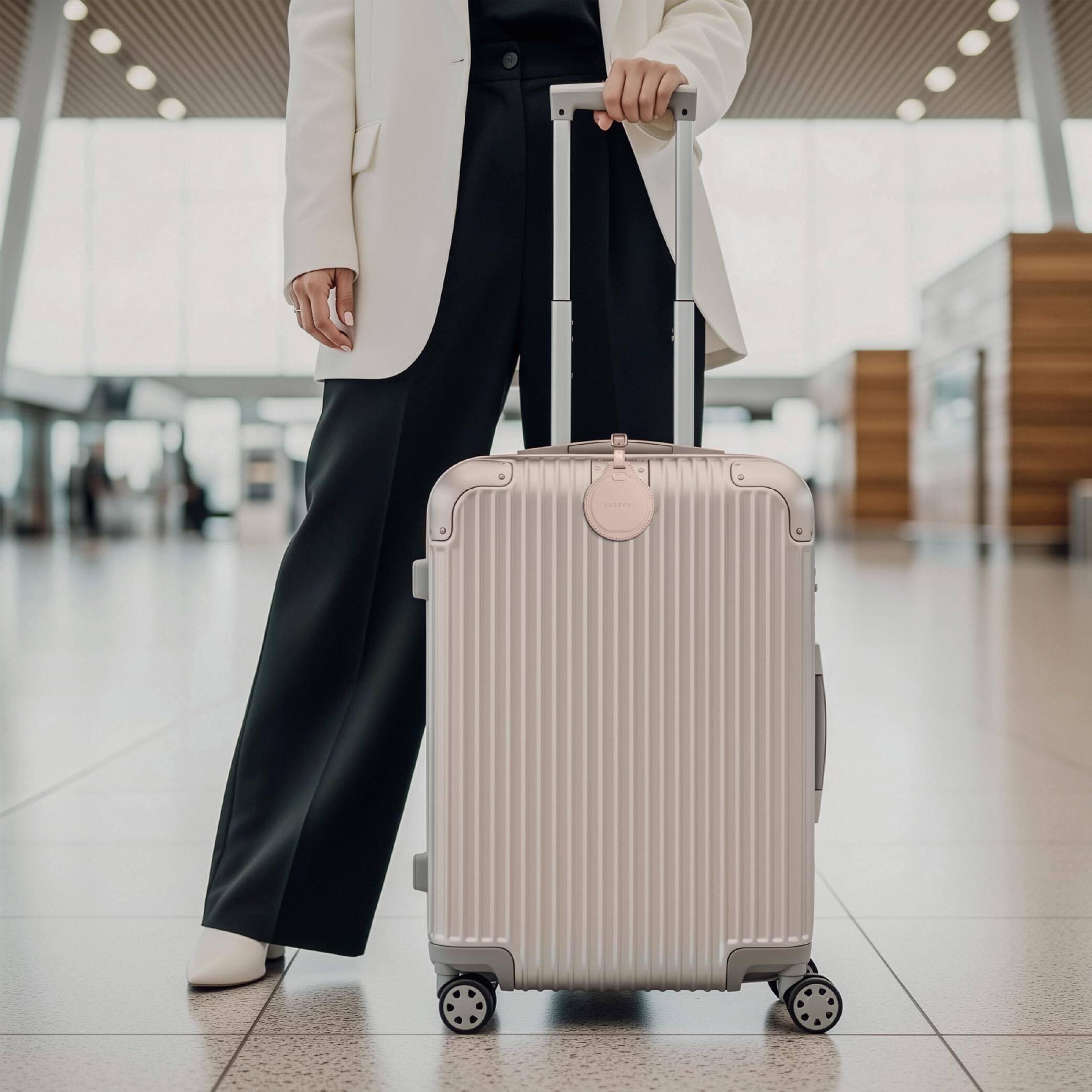 Alt View 4. Satechi - FindAll Smart Luggage Tag with Find My - TSA-Friendly, Airport Tracking, Left-Behind Alerts, Wireless Rechargeable - Desert Rose.