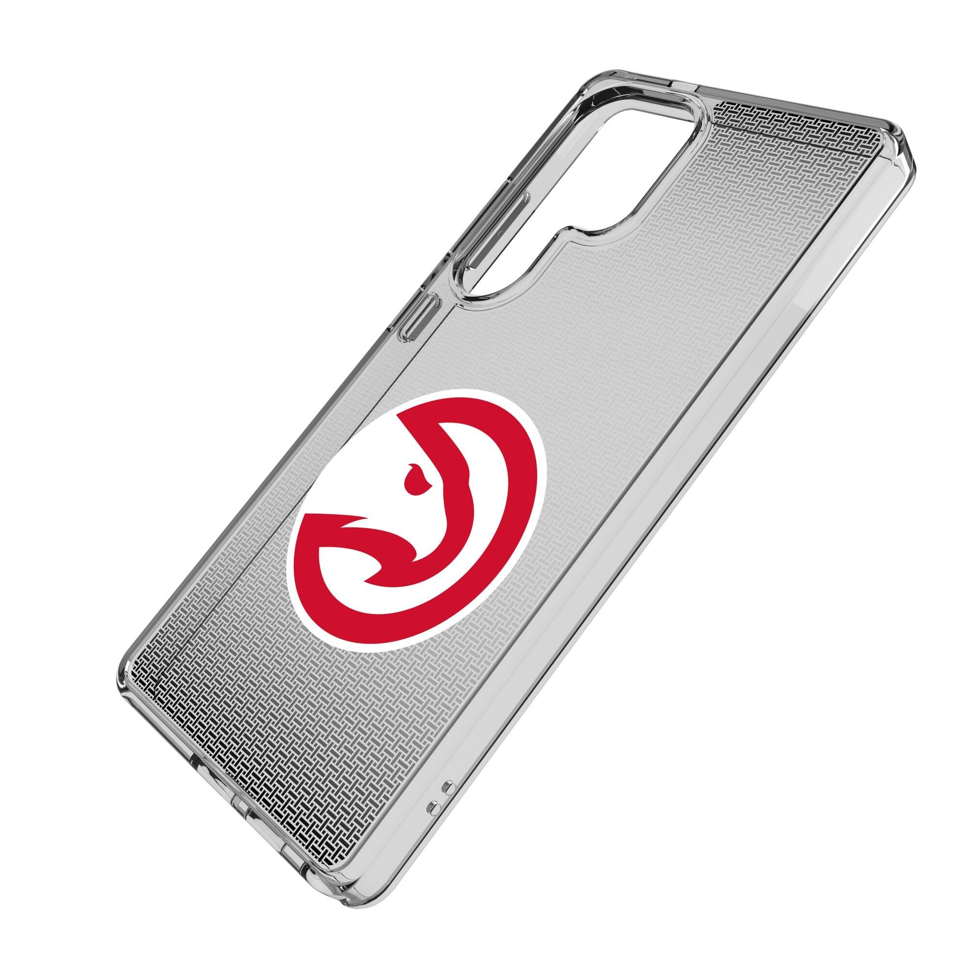 Alt View 1. Keyscaper - Atlanta Hawks Linen Logo Galaxy Clear Case - S23 - Multicolor.