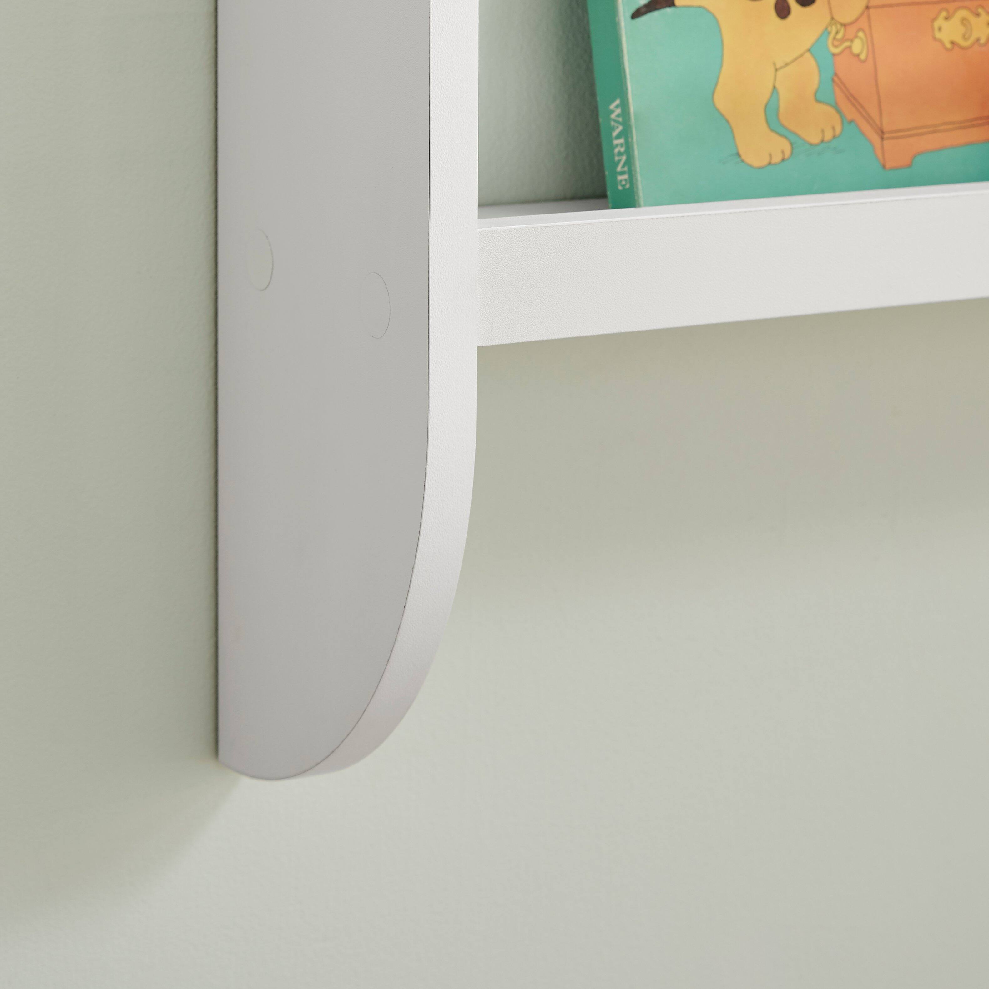 Alt View 7. Danya B - Steiner White Rounded Kids Wall-Mount Bookcase with Contrasting Wood-toned Rods - White.