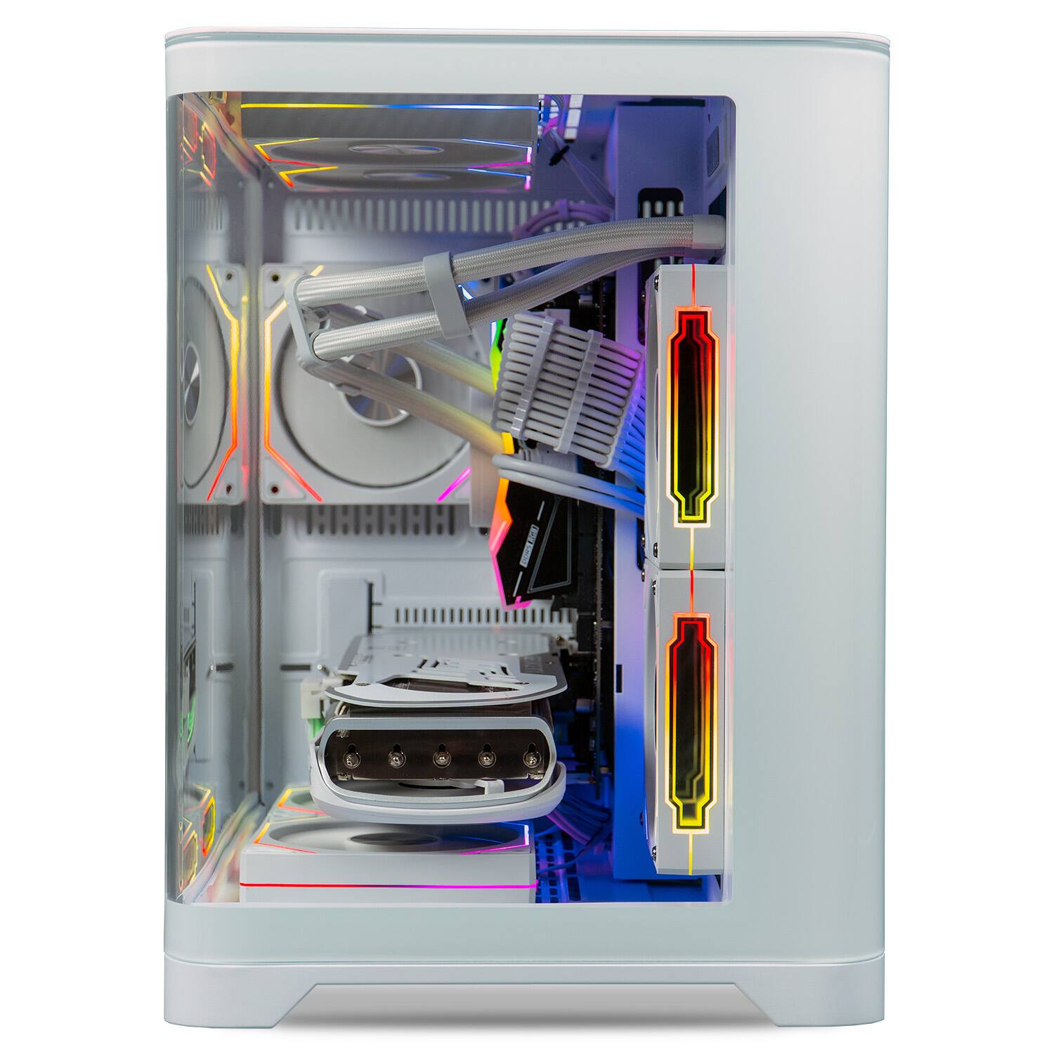 Angle. ViprTech - ViprTech Reaper 3.0 Liquid-Cooled PC - AMD Ryzen 7 8700F 5Ghz, RTX 5070 12GB, 32GB DDR5, 2TB SSD, Gaming Computer, W - White.