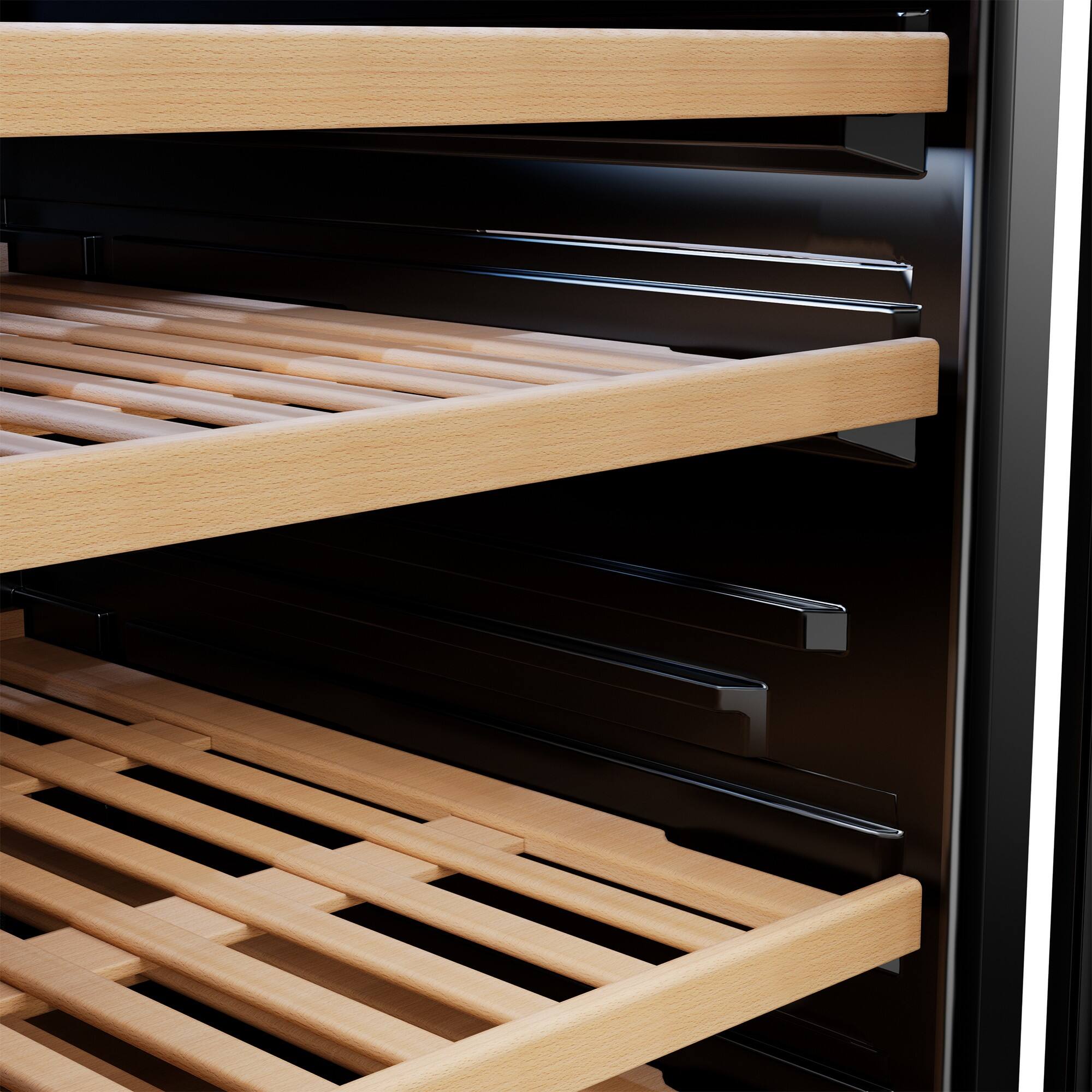 Alt View 1. Empava - 133-bottle Freestanding Wine Cooler With Compressor Cooling, 11 Beech Shelves, Wine Fridge 41-64°F In Black - Black.