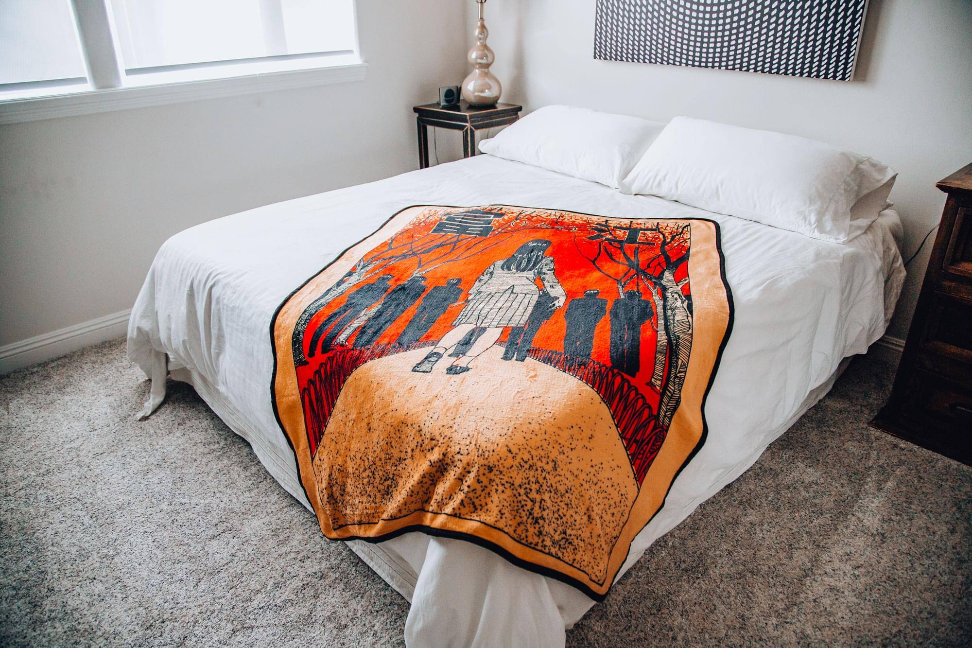 Alt View 3. Just Funky - Junji Ito Fleece Throw Blanket | Cozy Lightweight Blanket | 45 x 60 Inches - Yellow.