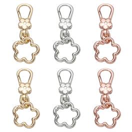 Unique Bargains - 6pcs Metal Keychain Clip Swivel Lobster Claw Clasp Quick Release Flower Key Ring Detachable for Crafts Bag Lanyard - Light Gold/Silver/Rose Gold
