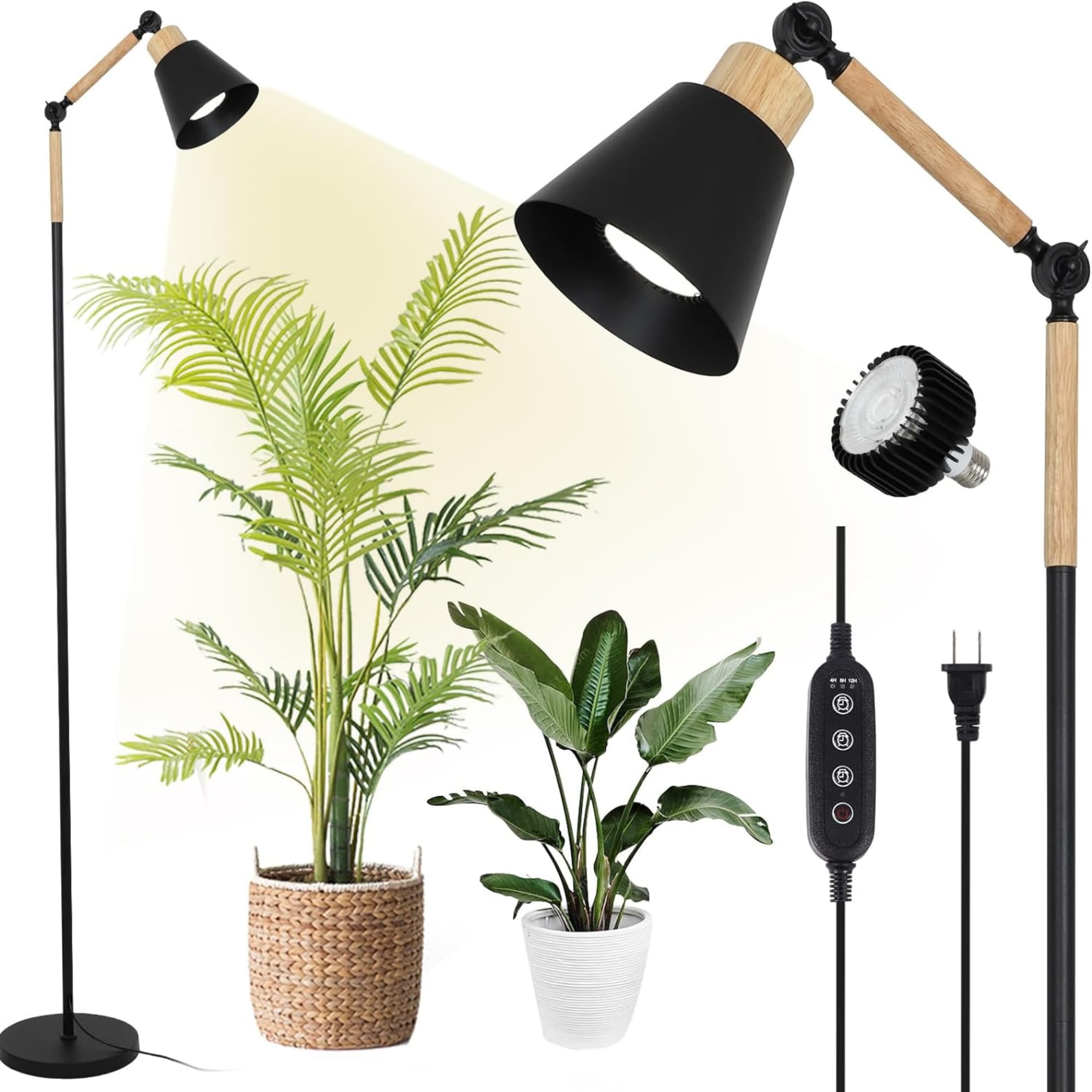 Alt View 1. Luckbyte - Full Spectrum 20W COB Grow Light 75 Inch Adjustable Timer Standing Lamp for Big Plants.