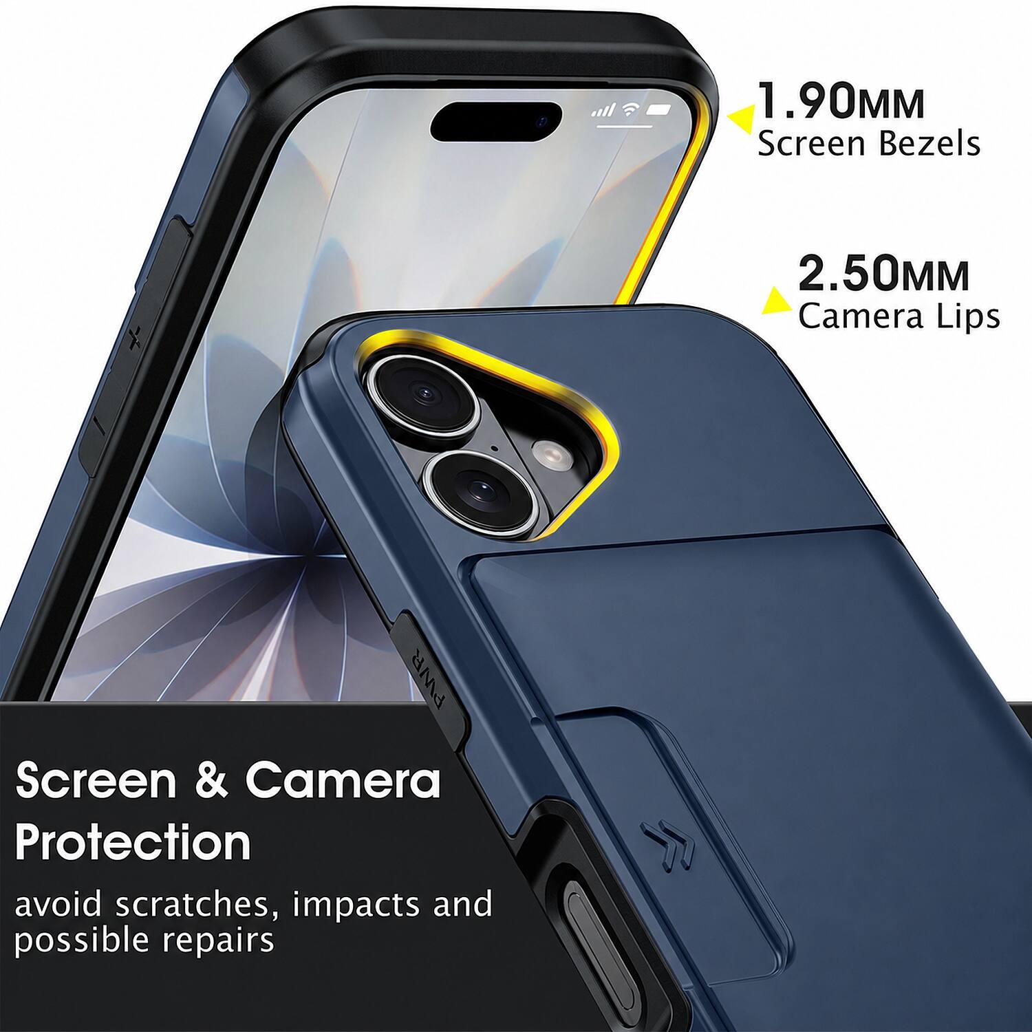 1.90MM Screen Bezels  
2.50MM Camera Lips  
Screen & Camera Protection  
avoid scratches, impacts and possible repairs
