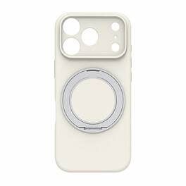Dteck - For Apple iPhone 18 Pro Liquid Silicone Magnetic Case Dual-layer 360° Ring Kickstand Soft Microfiber Lining Cover - Beige