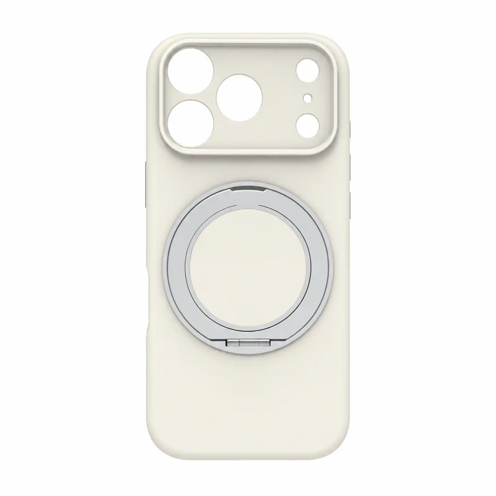 Front. Dteck - For Apple iPhone 18 Pro Liquid Silicone Magnetic Case Dual-layer 360° Ring Kickstand Soft Microfiber Lining Cover - Beige.