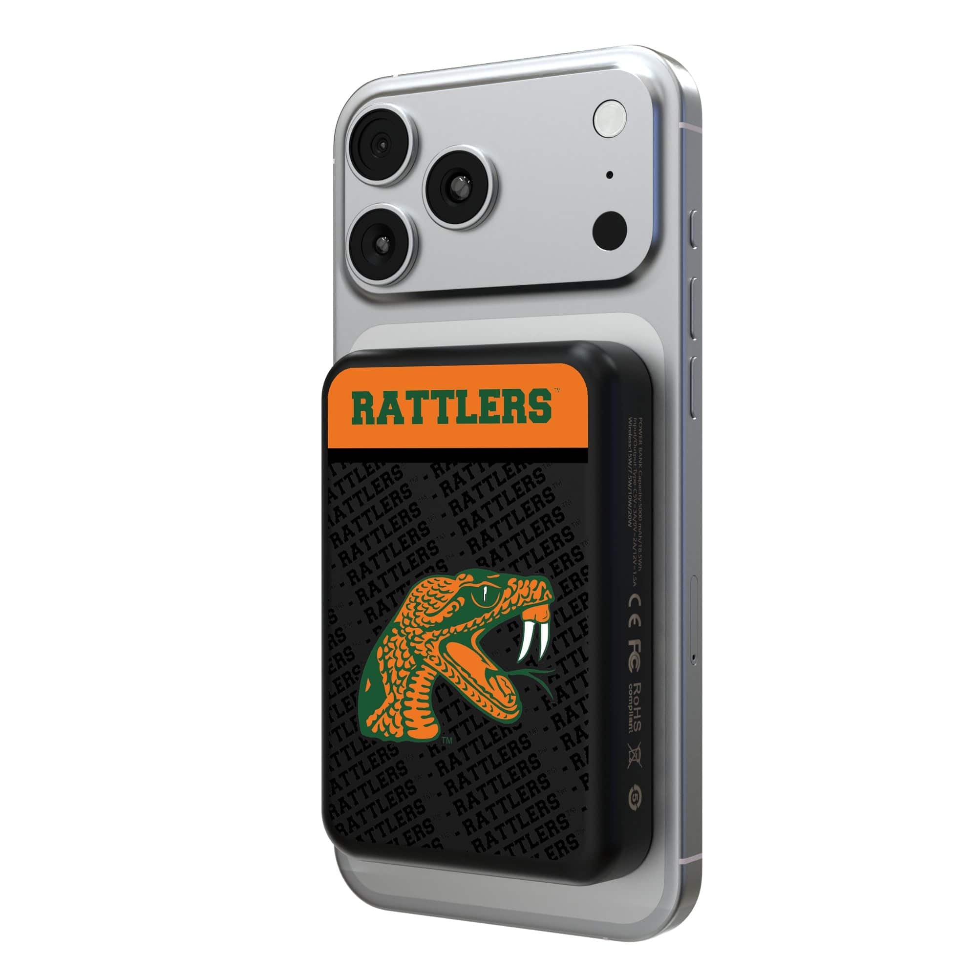Keyscaper - Florida A&M Rattlers 5000mAh Wireless Magnetic Power Bank - Black