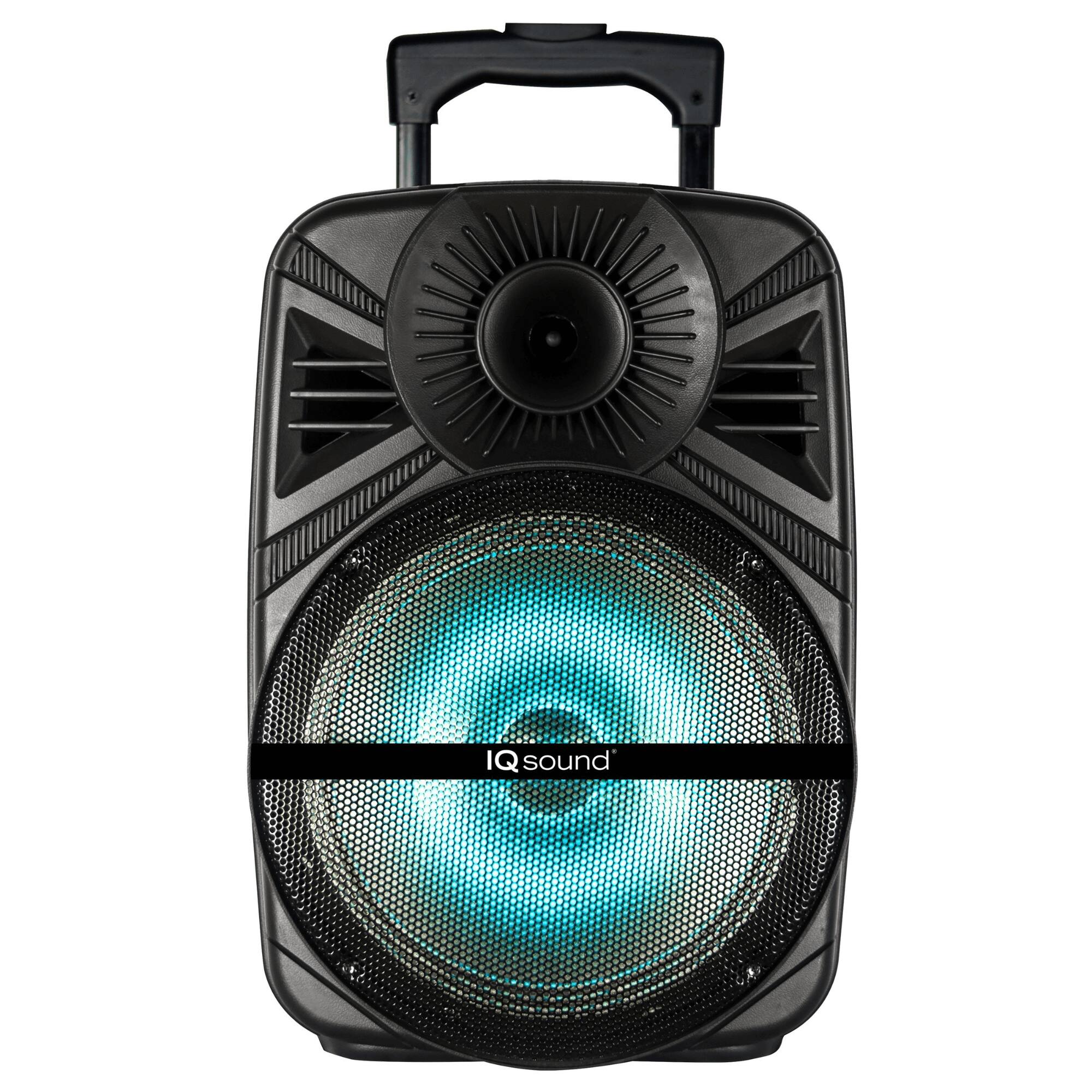 Front. iQ Sound - 12" Portable Bluetooth Speaker with True Wireless Technology - Black.