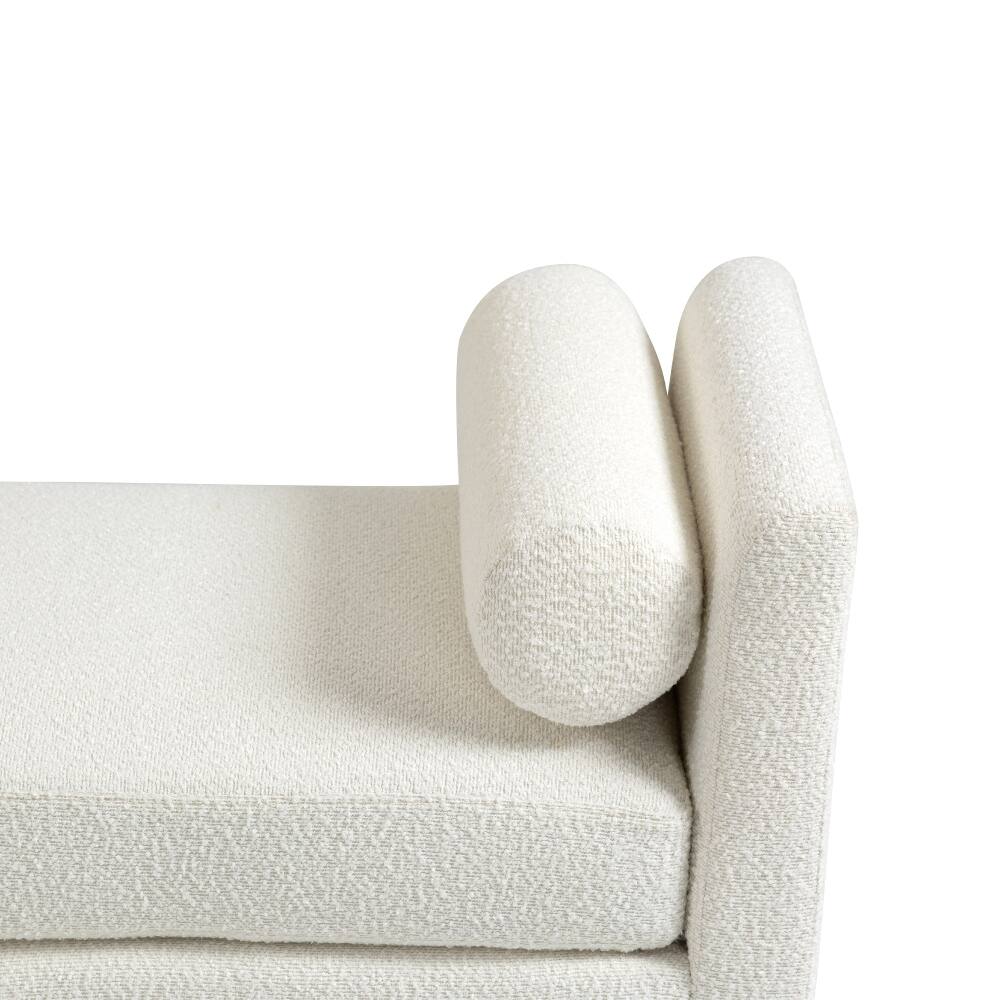 Alt View 4. Ropilly - Ropilly Ivory Boucle Upholstered End of Bed Bench with Bolster Pillows & Wood Legs for Bedroom Entryway - Ivory.