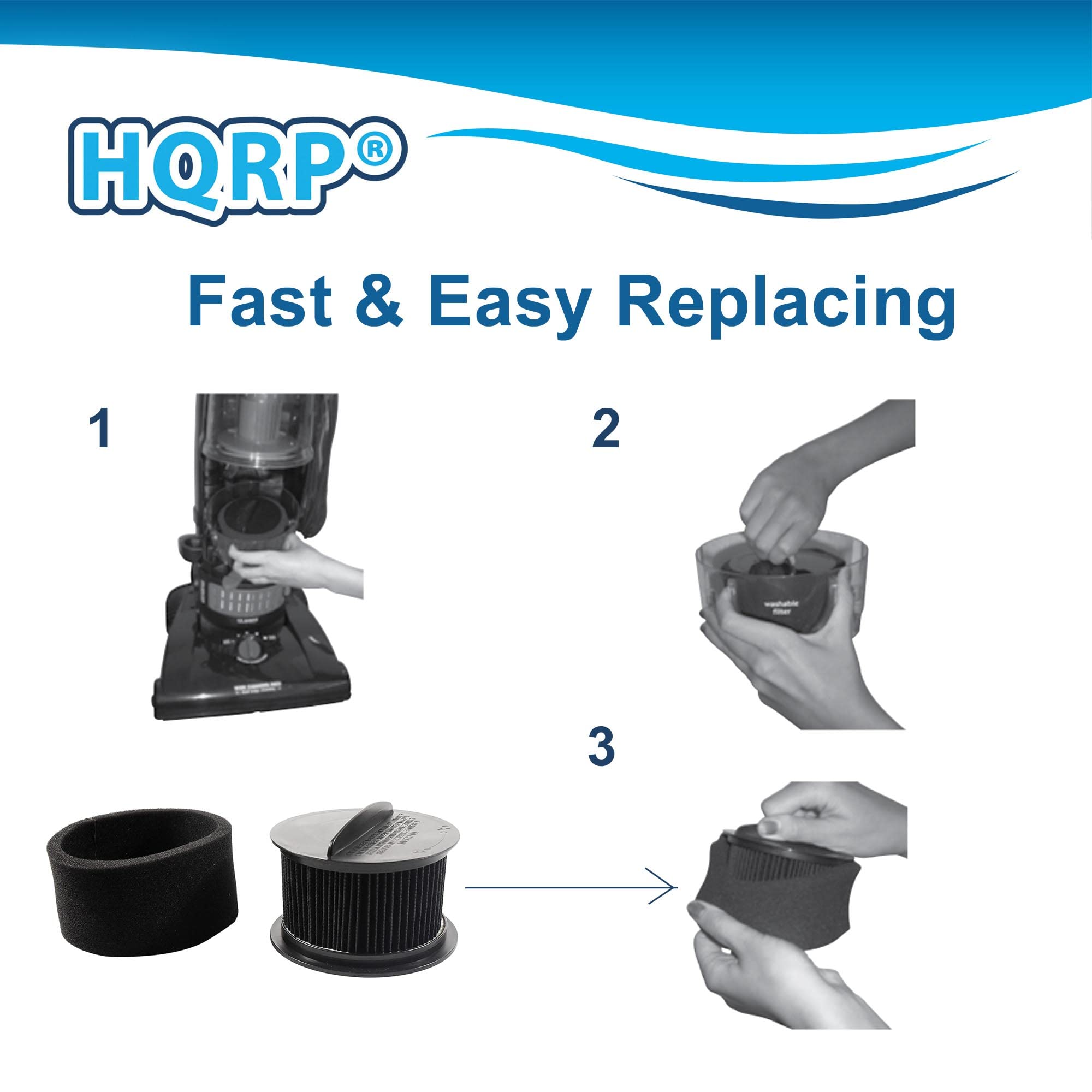HQRP®  
Fast & Easy Replacing  

1  
2  
3