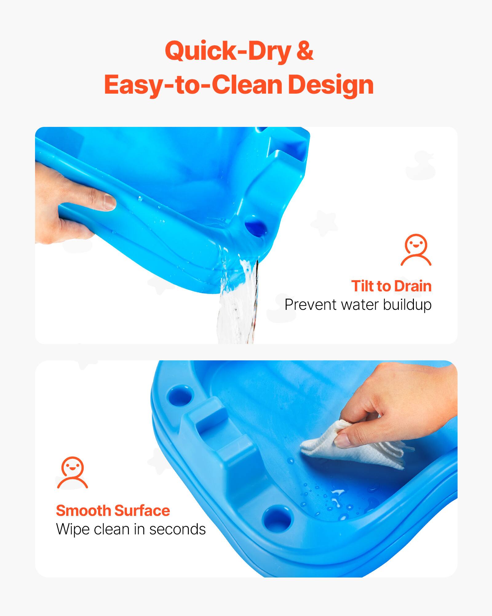 Quick-Dry & Easy-to-Clean Design

- Tilt to Drain: Prevent water buildup
- Smooth Surface: Wipe clean in seconds