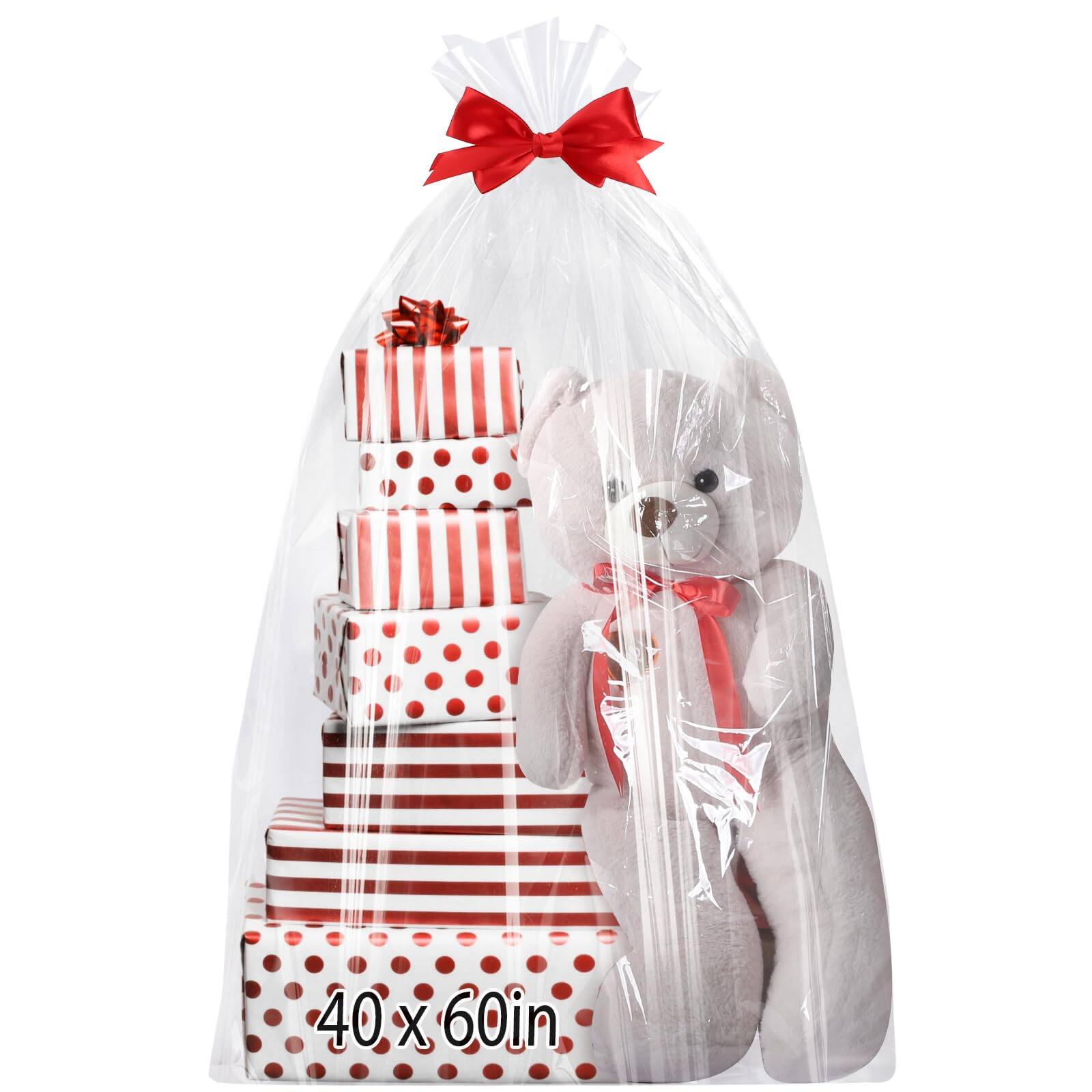 Front. Paradigms Interiors - Extra Large Cellophane Gift Bags Inch Clear Wrap Storage For Baskets Bridal Shower Wedding Party Favor Birt... - 1 Count (Pack of 6).