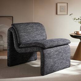 Dune Boucle Upholstered Armless Accent Chair by Modway - Charcoal