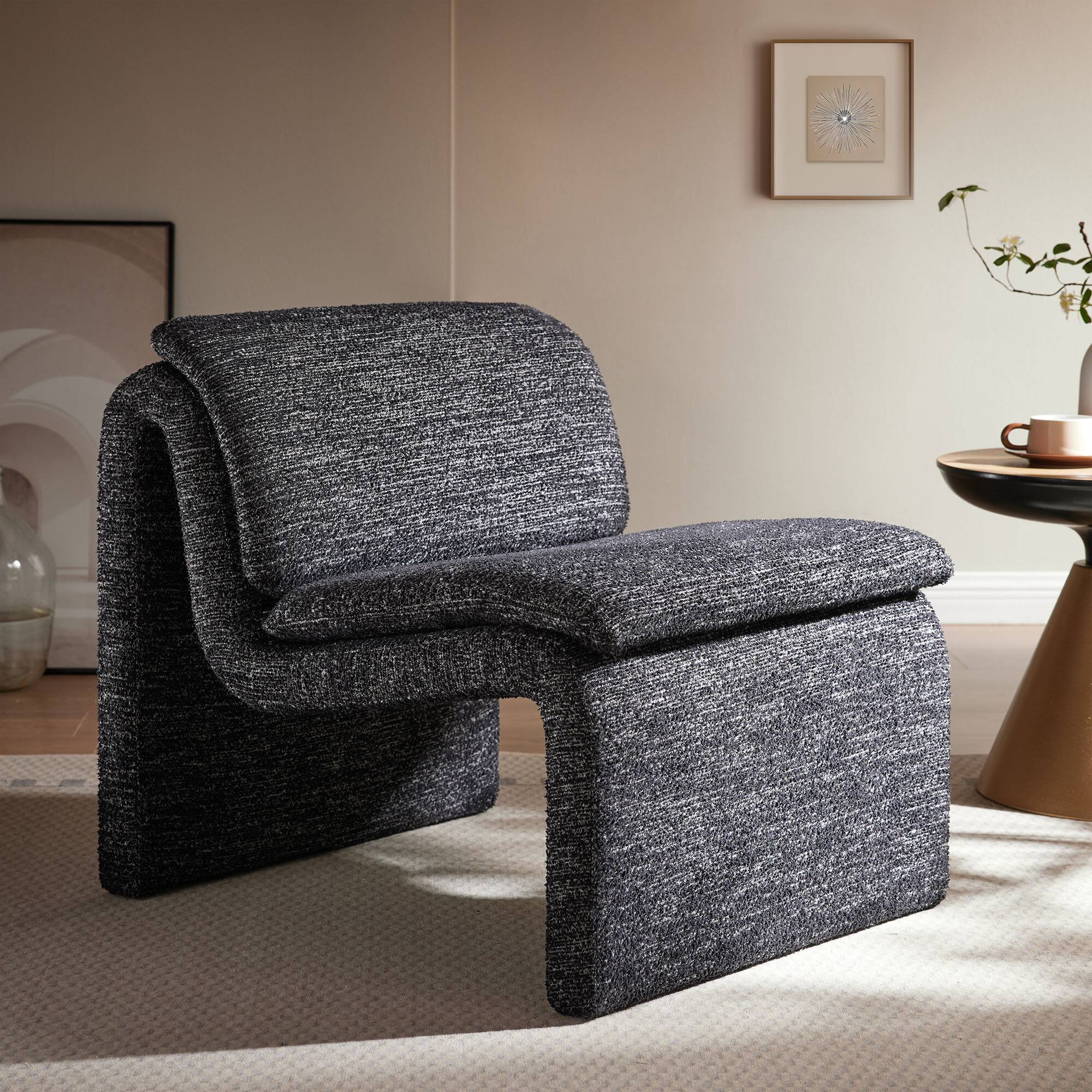 Front. Modway - Dune Boucle Upholstered Armless Accent Chair by Modway - Charcoal.