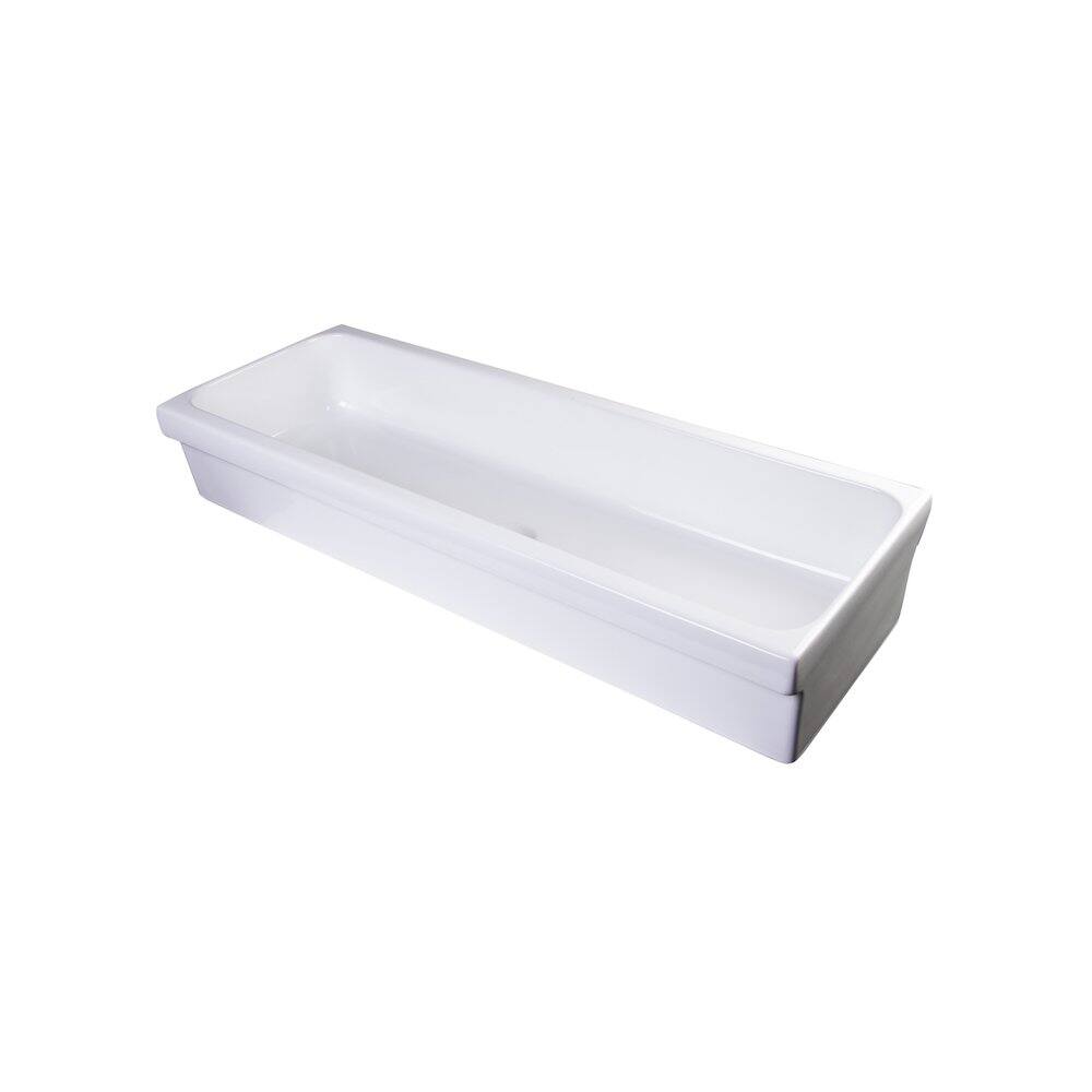 Alt View 1. Alfi - AB48TR 48" White Above Mount Fireclay Bath Trough Sink - White.