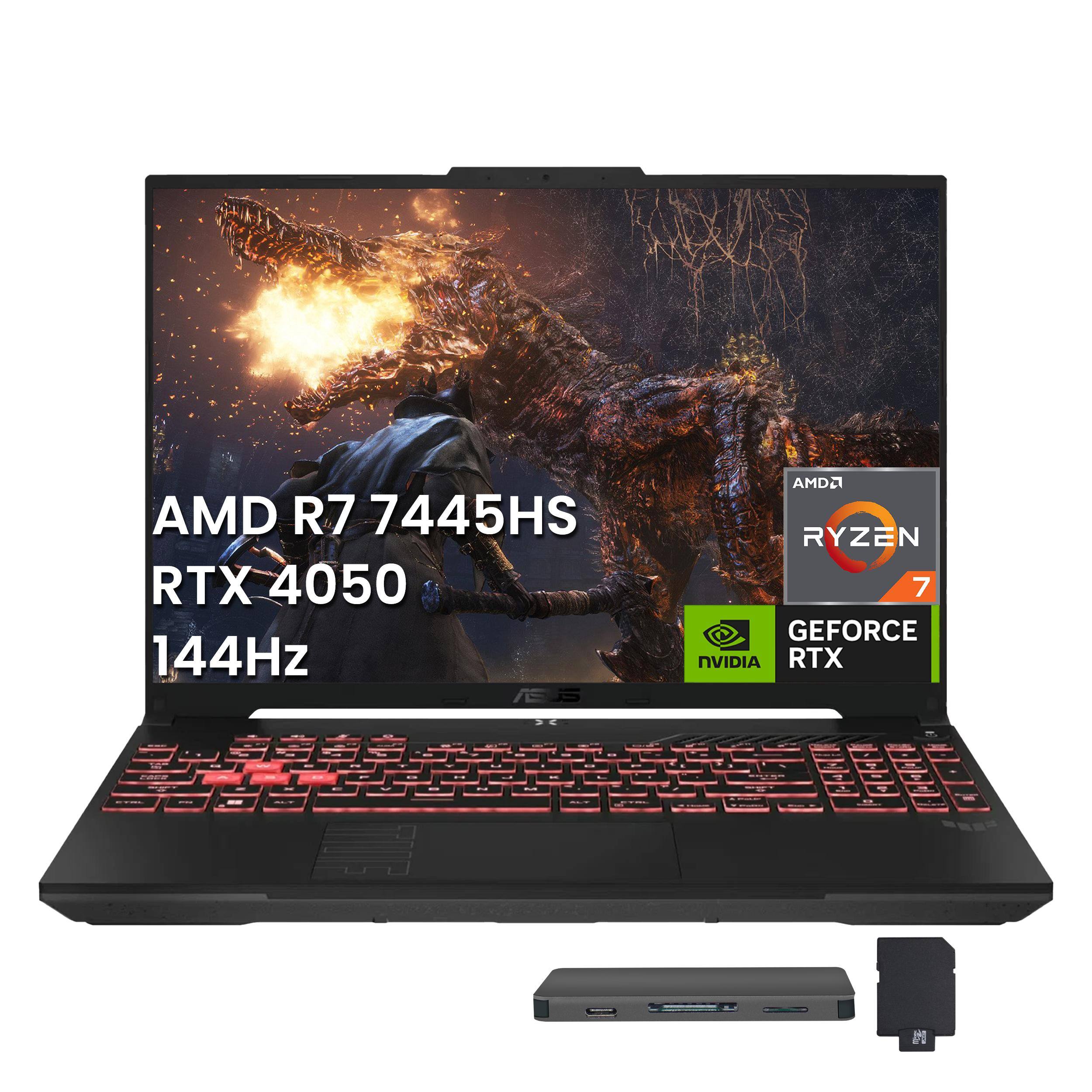 ASUS - TUF Gaming A16 16" Laptop,AMD Ryzen 7 7445HS,GeForce RTX 4050,32GB DDR5,1TB SSD+1TB Docking Station,Win 11 - Gray
